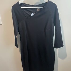 NWT asymmetrical neck black dress size 8